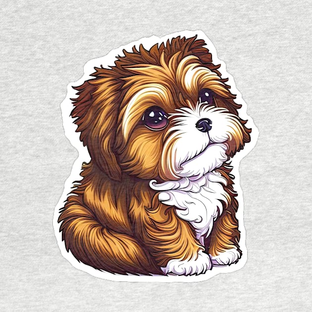 A Brown Havanese Puppy with Golden, Cream & White Highlights by SymbioticDesign